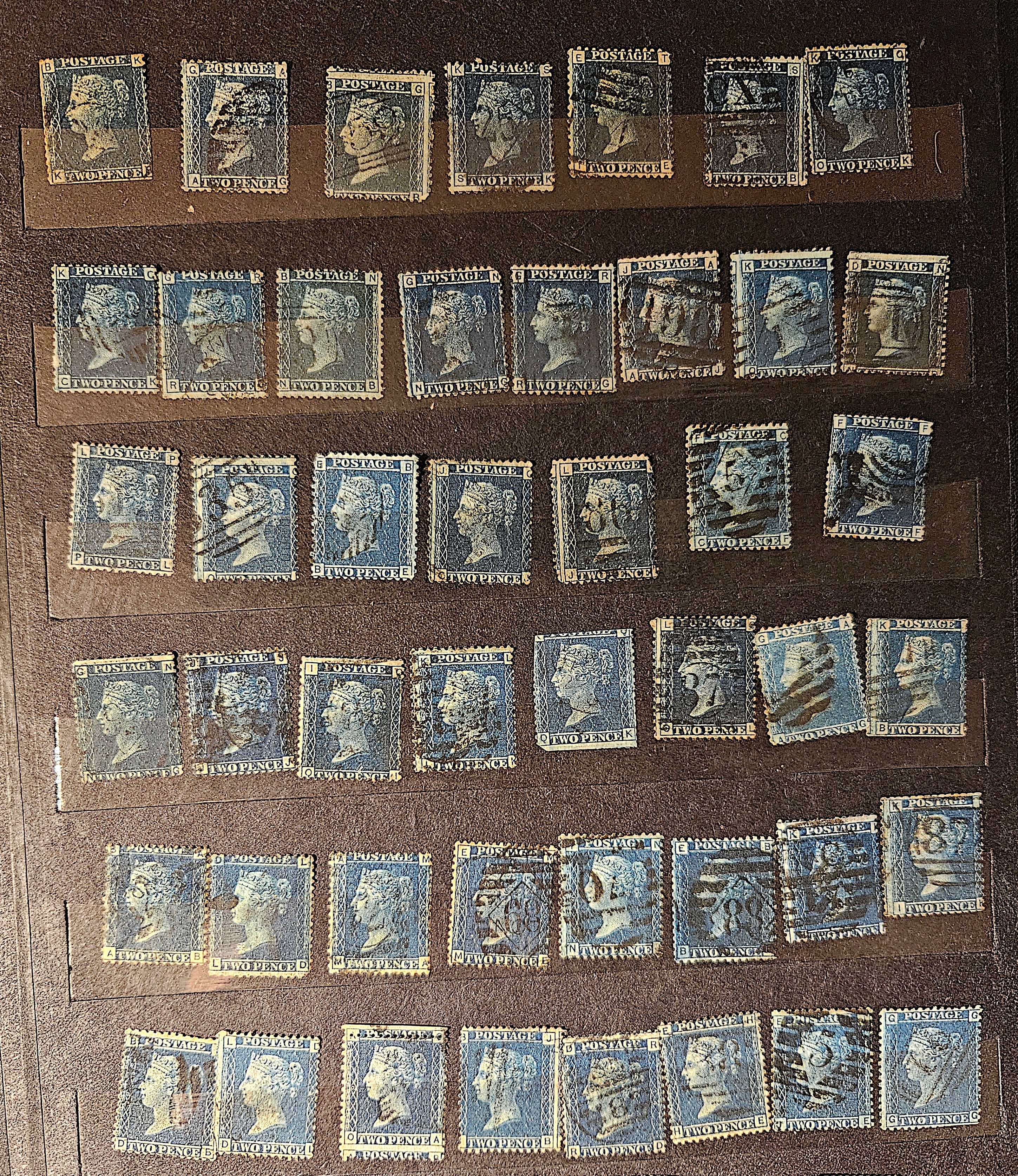 Original Penny Red and 2 Penny Blue GB postage stamps