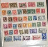 A collection of various vintage Canadian postage stamps displayed in a collage arrangement.