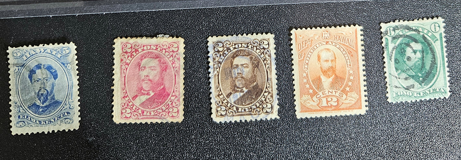 Original Hawaii island postage stamps