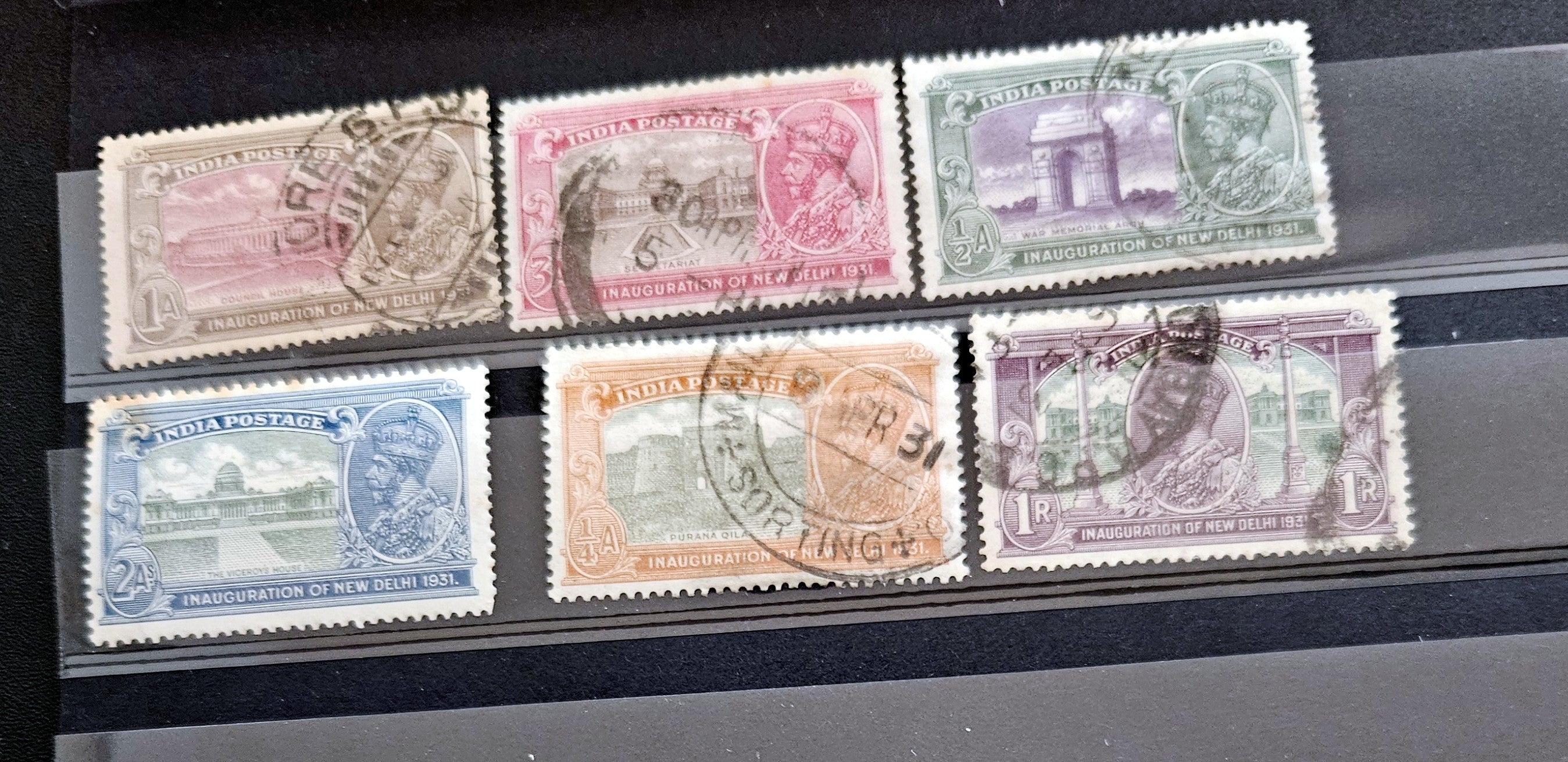original British Raj era postage stamps featuring King George V