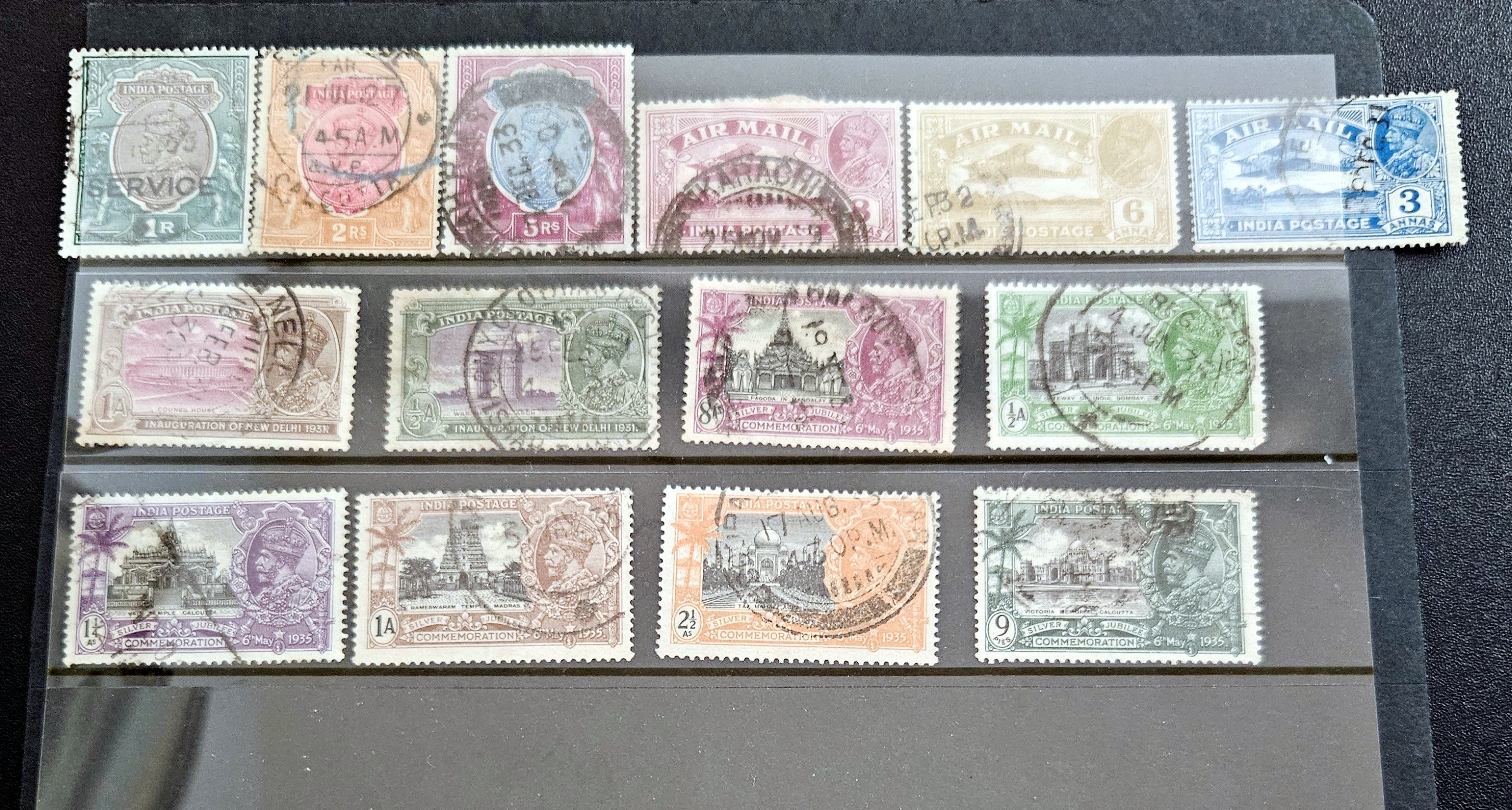 original British Raj era postage stamps featuring King George V