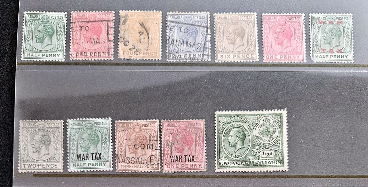 vintage Bahama stamps featuring King George V
