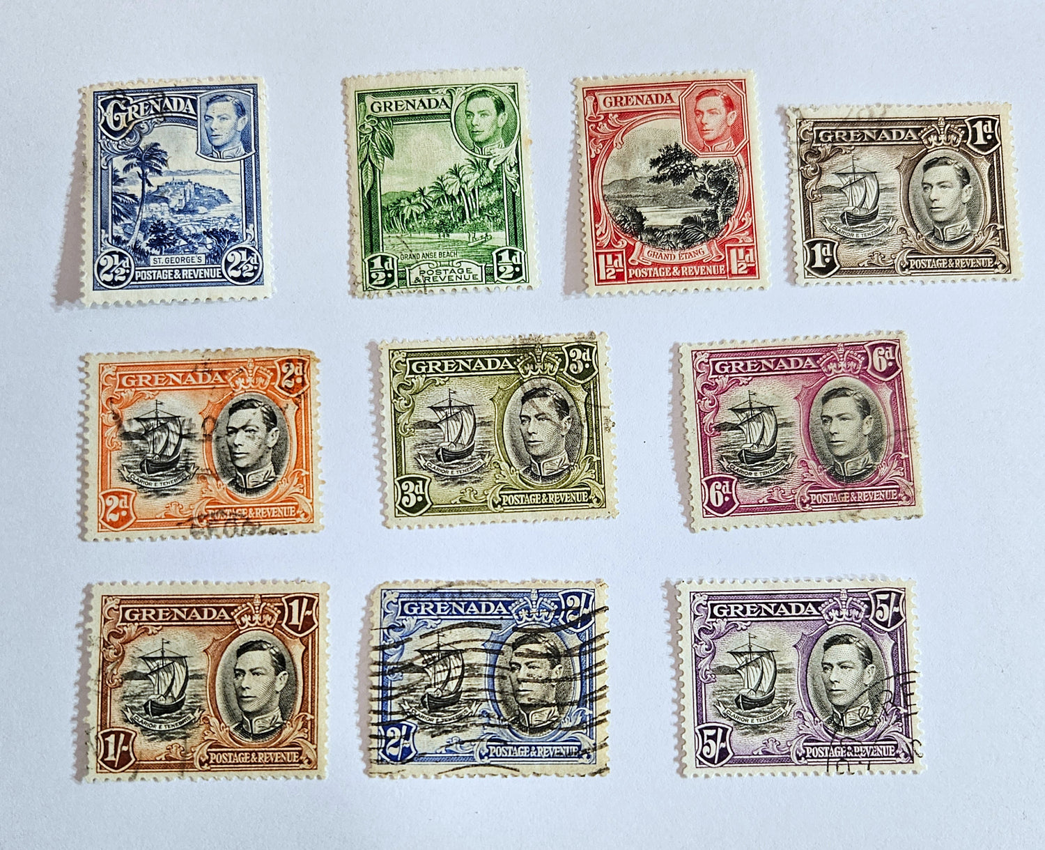 Vintage Grenada stamps QV to QEII