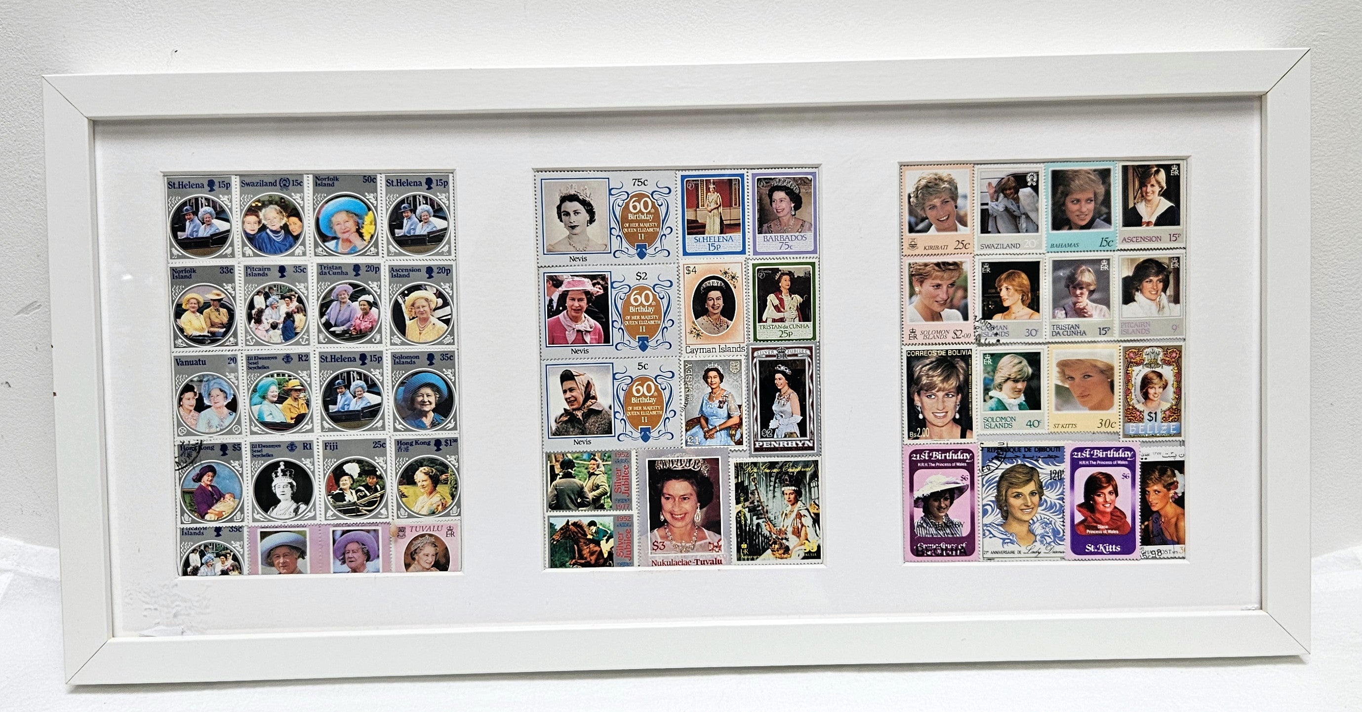Royal Themed Vintage Stamp Collection in a photo frame