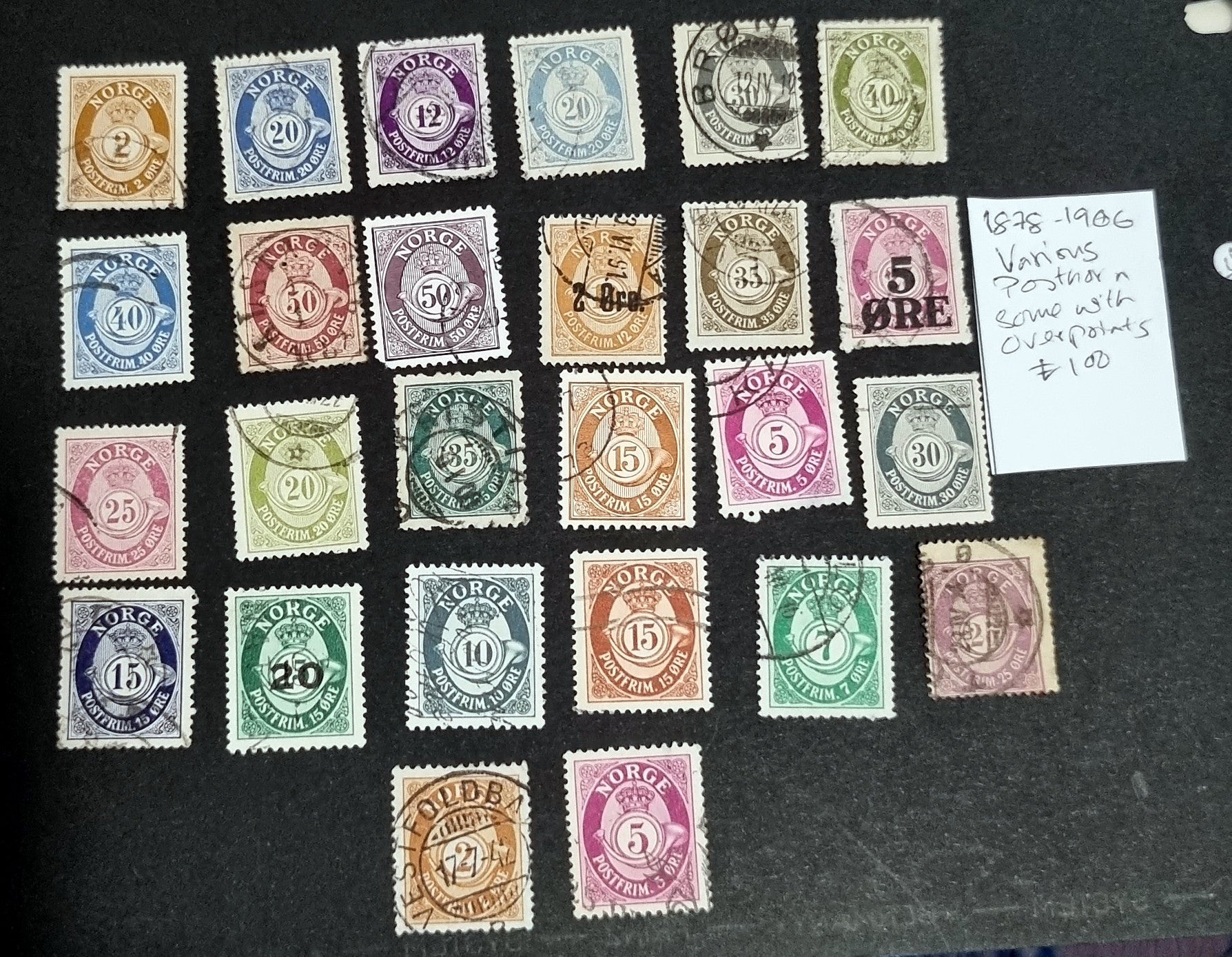 collection of vintage stamps from early Norway