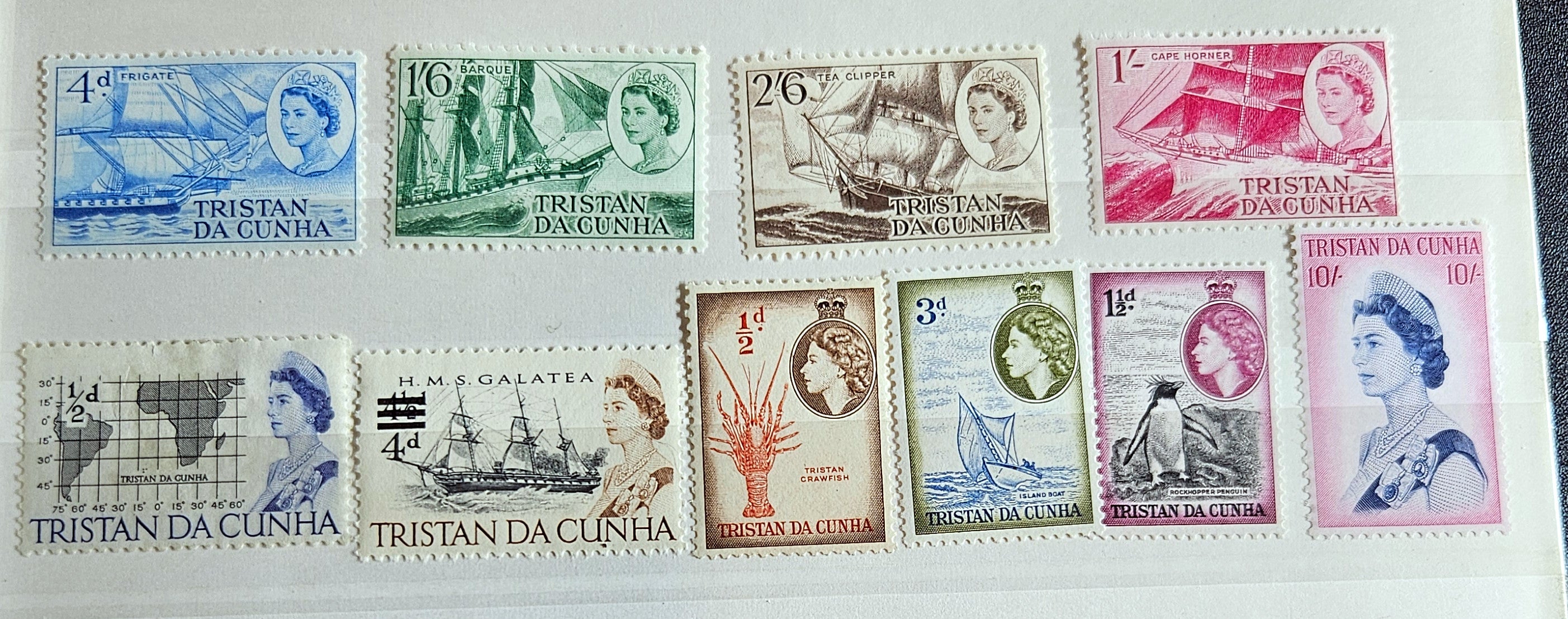 British Commonwealth vintage Tristan da Cunha stamps
