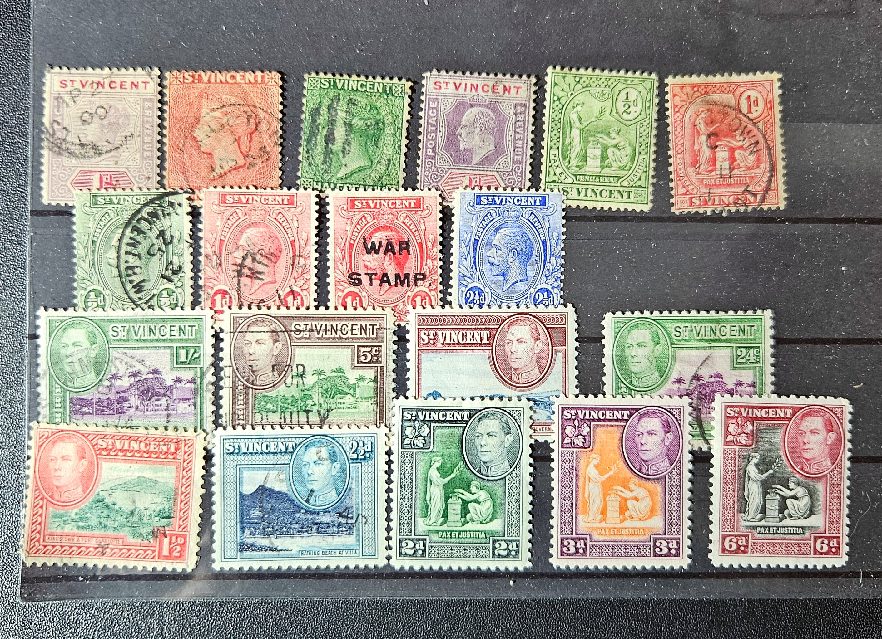 Collection of vintage Queen Victoria stamps from St vincent islands