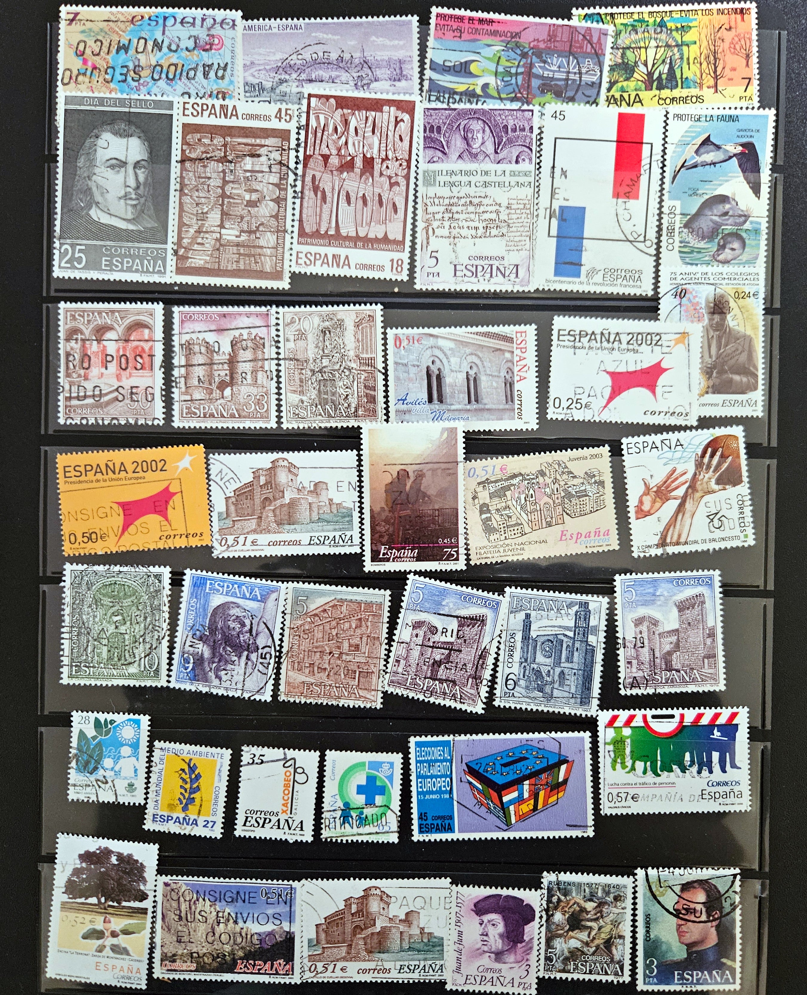 a variety of Spanish vintage postage stamps