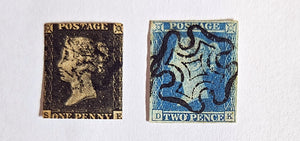 GB 1840 Penny Black Original Stamps
