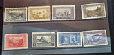 Collection of vintage stamps on a display sheet
