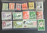 A collection of vintage postage stamps from the British Virgin Islands, featuring various designs and Queen Elizabeth II.