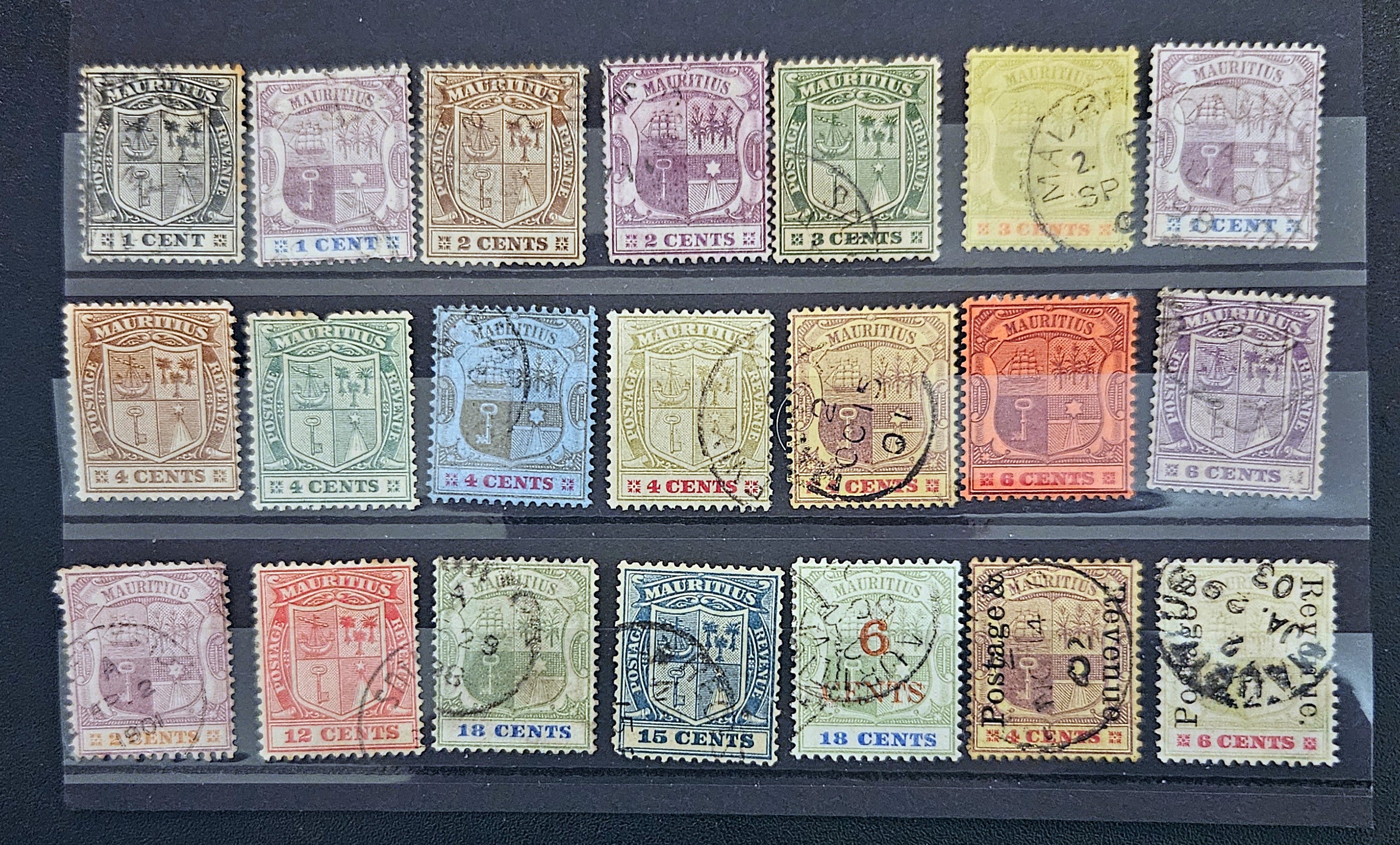 Vintage postage stamps from British commonwealth Mauritius