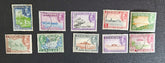A collection of vintage postage stamps from the Netherlands colonies, featuring various designs and denominations.