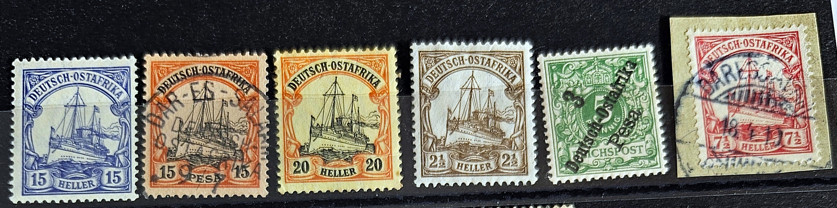German colonial history with our collection of vintage stamps covering various colonies.