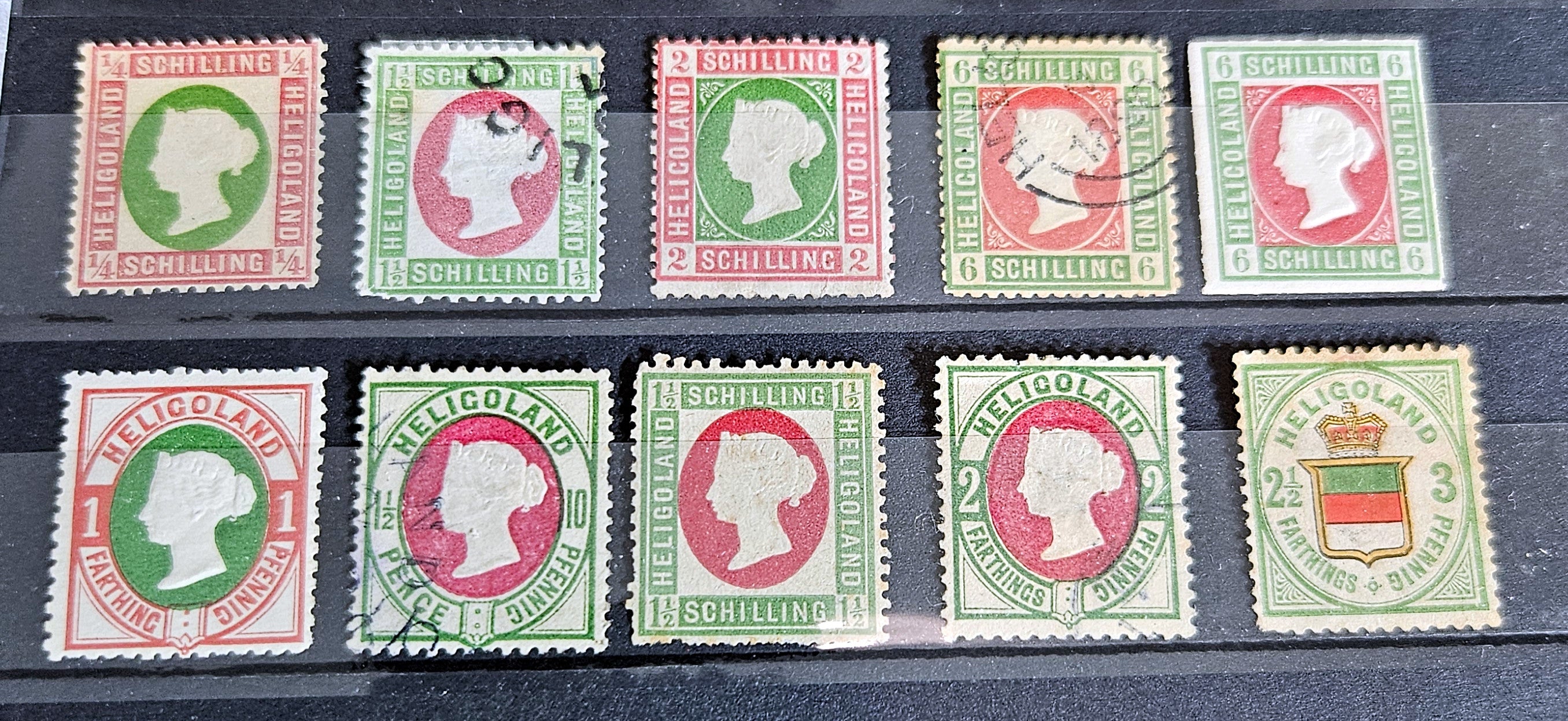 Vintage Heligoland stamps Queen Victoria
