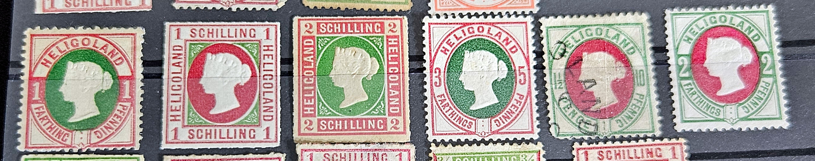 Vintage Heligoland stamps Queen Victoria