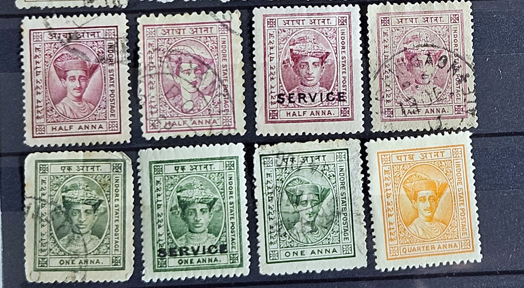 India feudatory states Chamba Charkari Faridcot Indore stamps