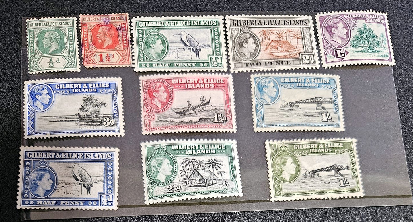 Authentic vintage Gilbert and Ellice Islands postage stamps archive by StampArtefact.