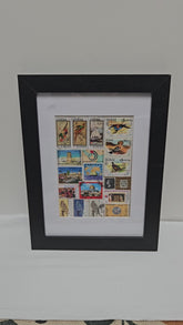 Framed collage of postage stamps with &
