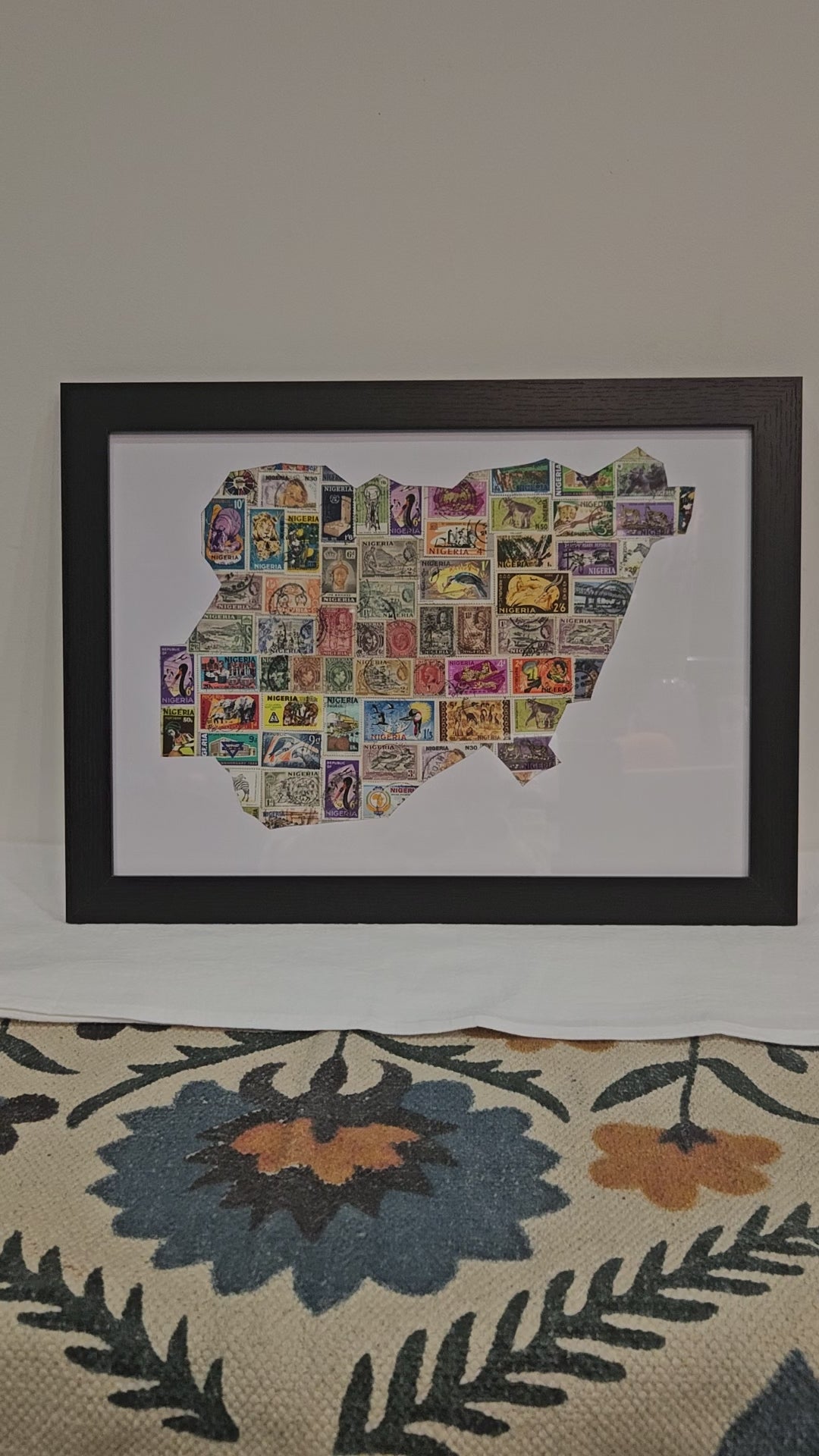 Unique art frame of nigeria stamps
