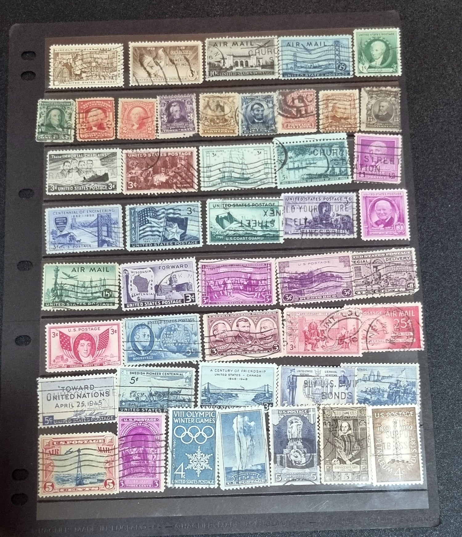 collection of vintage commemorative stamps from the United States
