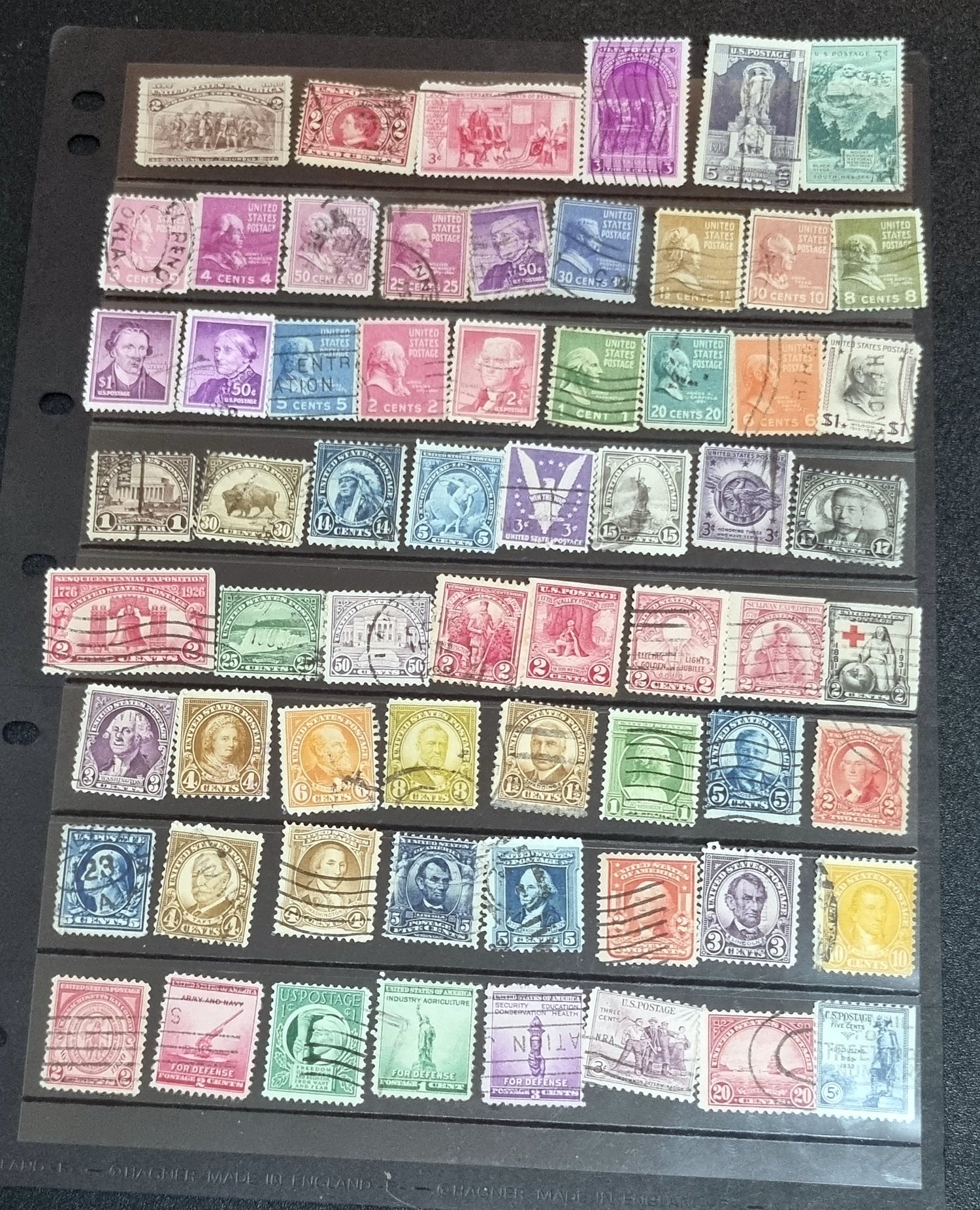 collection of vintage commemorative stamps from the United States