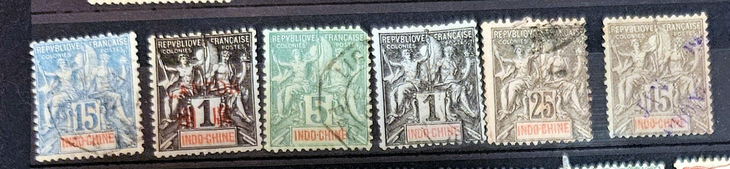 French colonies Indo Chine vintage stamps