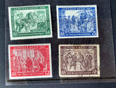A selection of vintage German stamps from various regions and periods, displayed in a row.