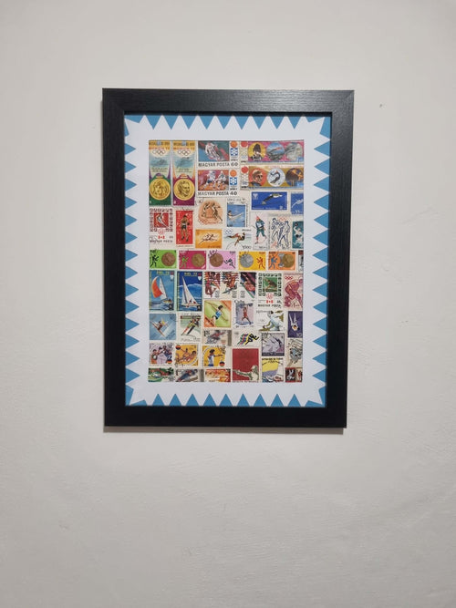 Sport postage stamp collage frame