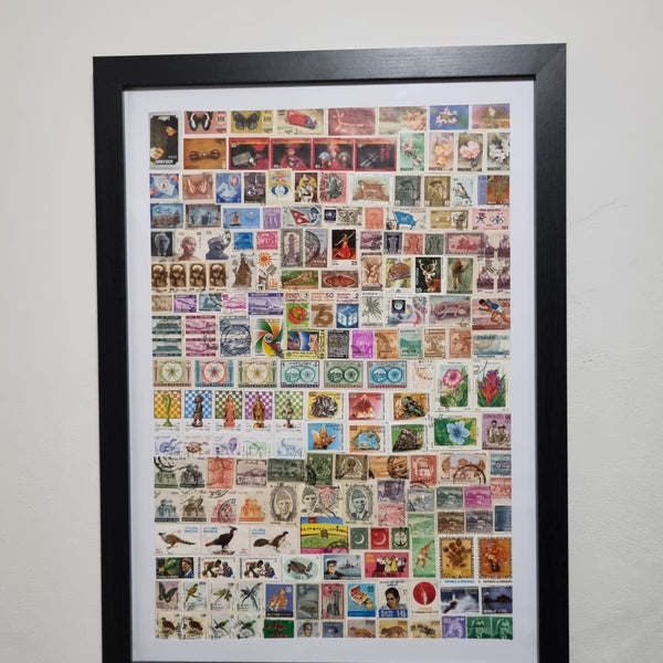 South Asian Themed Vintage Stamp Collection Frame