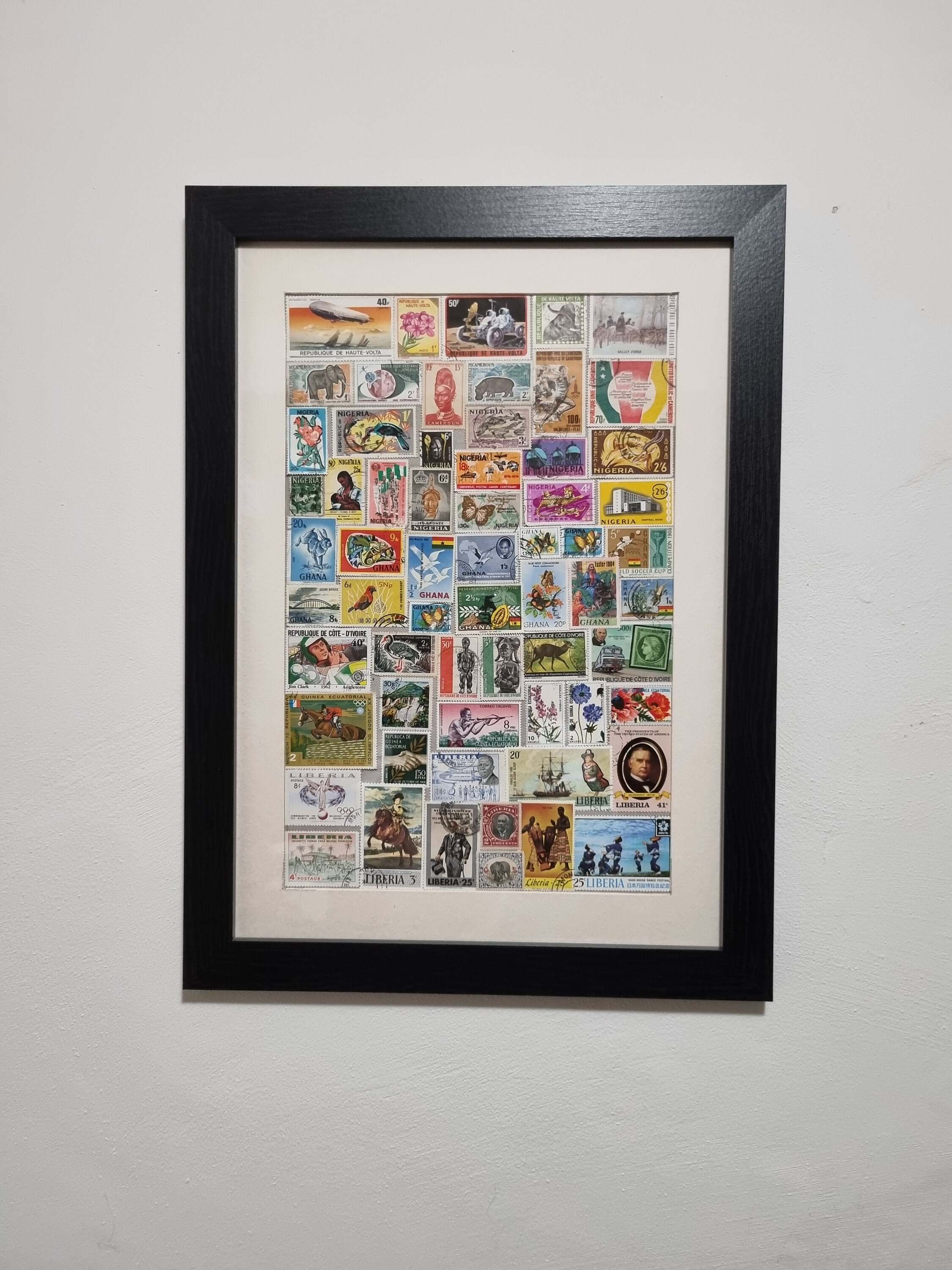Unique gifts of West African countries stamp based art