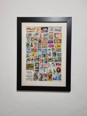 West Africa Themed Vintage Stamp Collection in photo frame