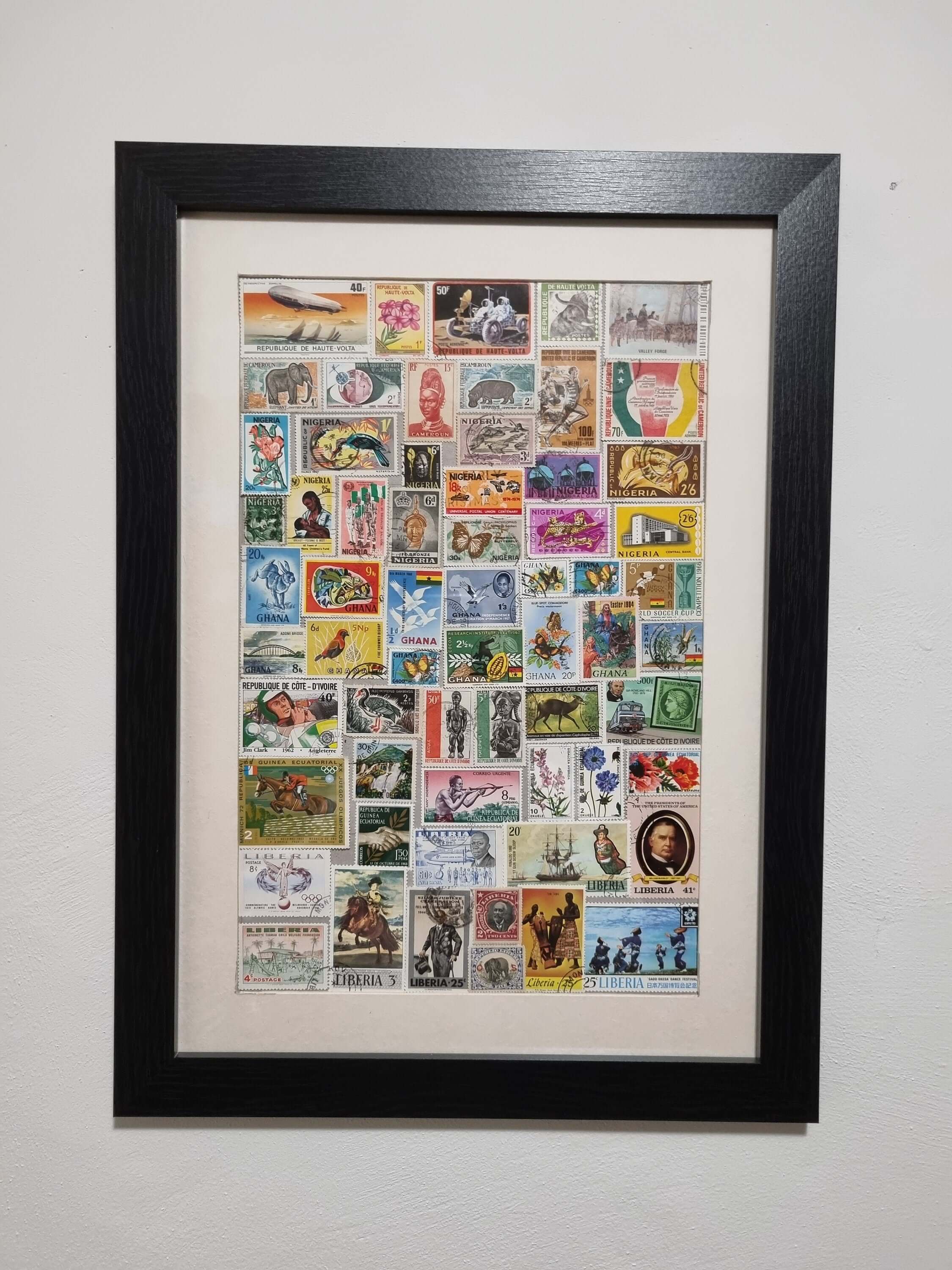Unique gifts of West African countries stamp based art
