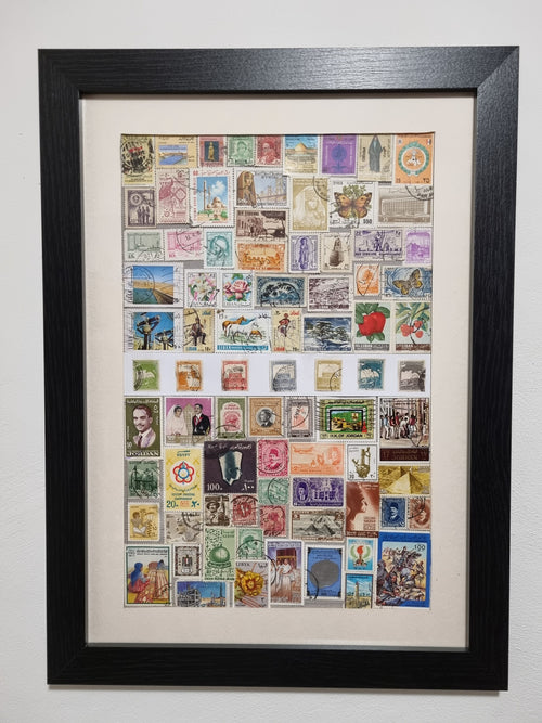 Levant countries Themed Vintage Stamp Collection in photo frame