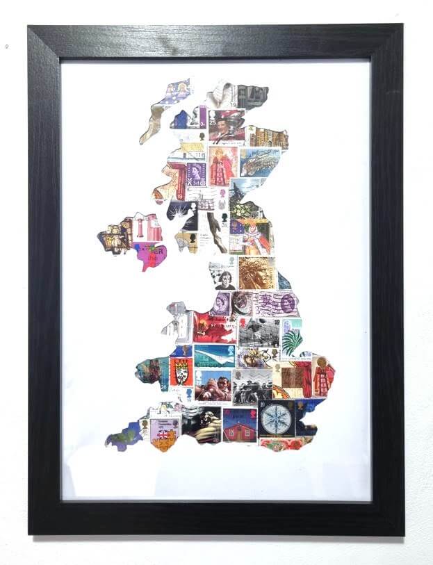 Unique gifts of Great Britain stamp based art