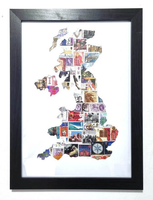 Great Britain stamps collage frame