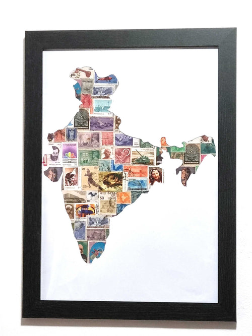 India postage stamp collage frame