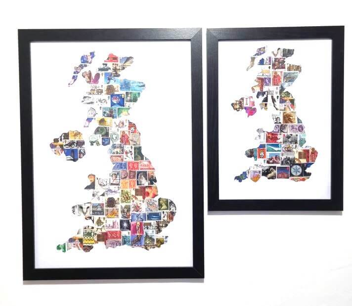 Unique gifts of Great Britain stamp based art