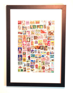 WW countries postage stamp collage frame