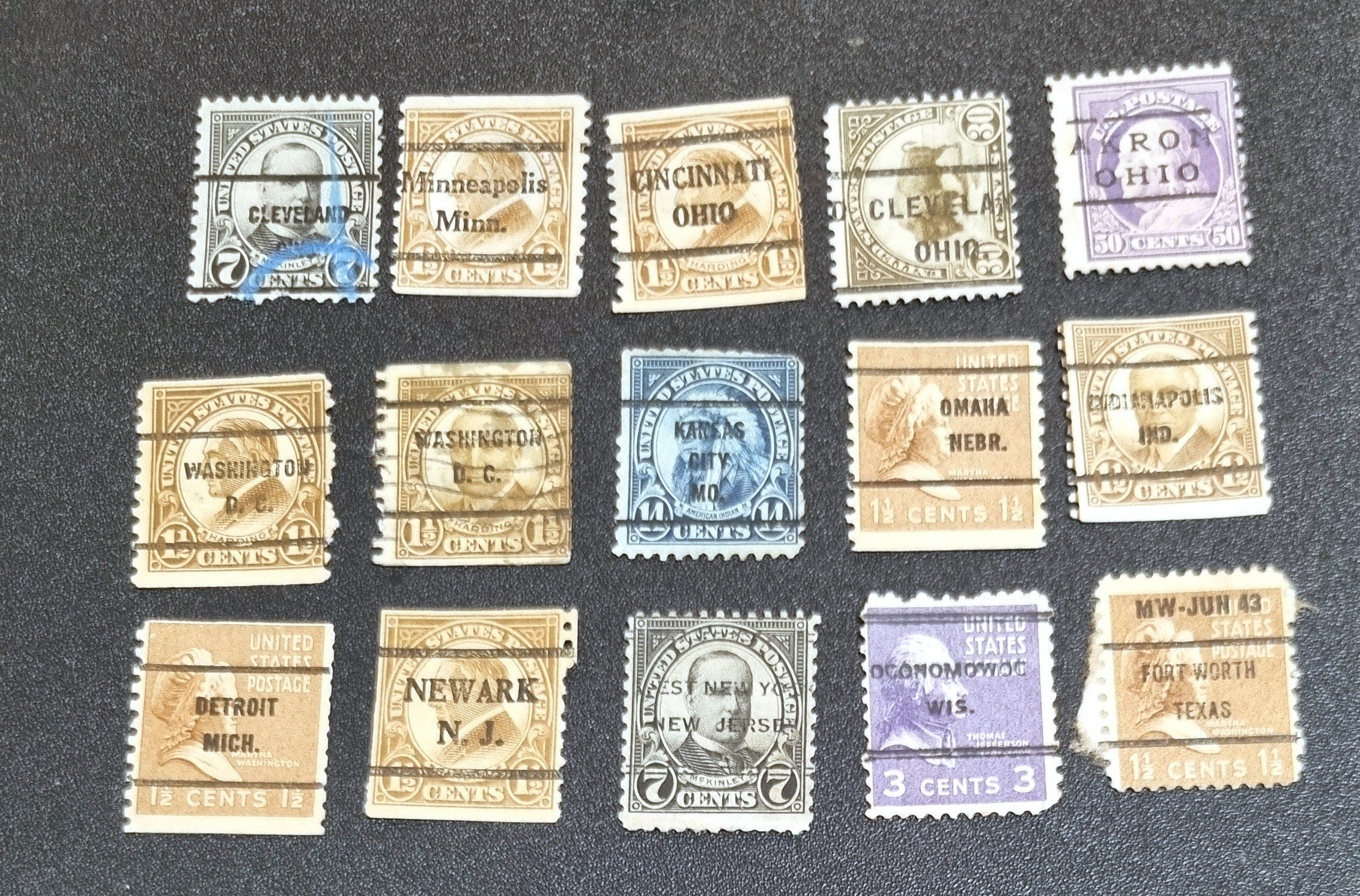 Vintage USA Postage Stamps with overprints