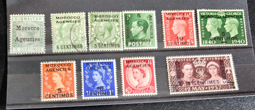 Morocco Agencies overprinted on GB stamps