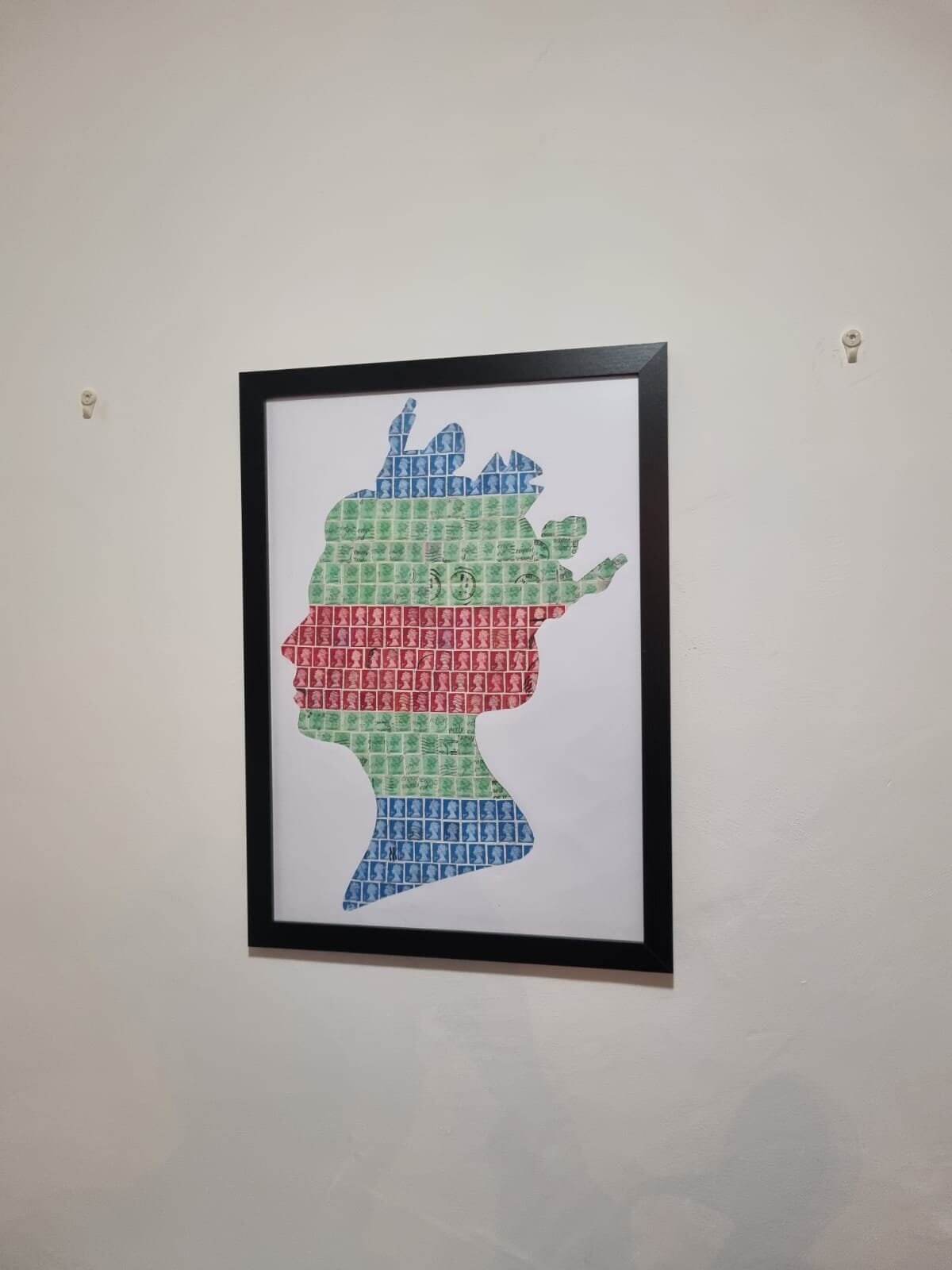 Unique gifts of Queen Elizabeth II stamp based art