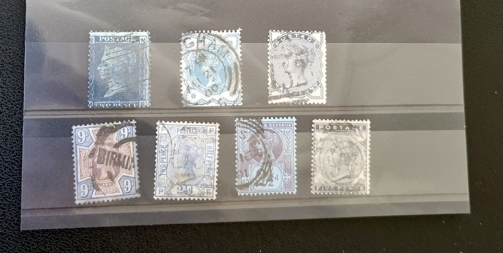 Queen Victoria blue stamps
