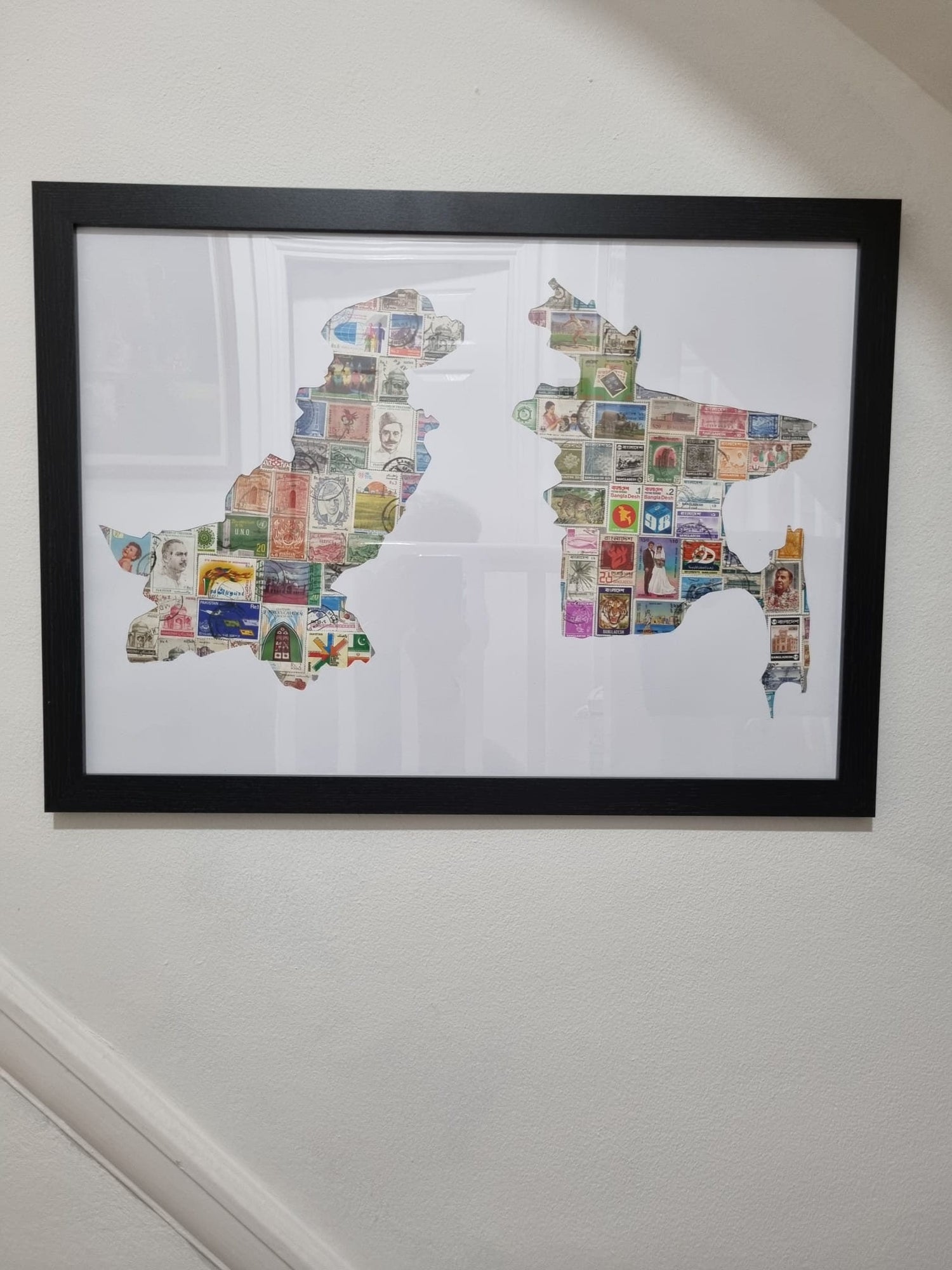 Unique gifts of Pakistan Bangladesh stamp based art