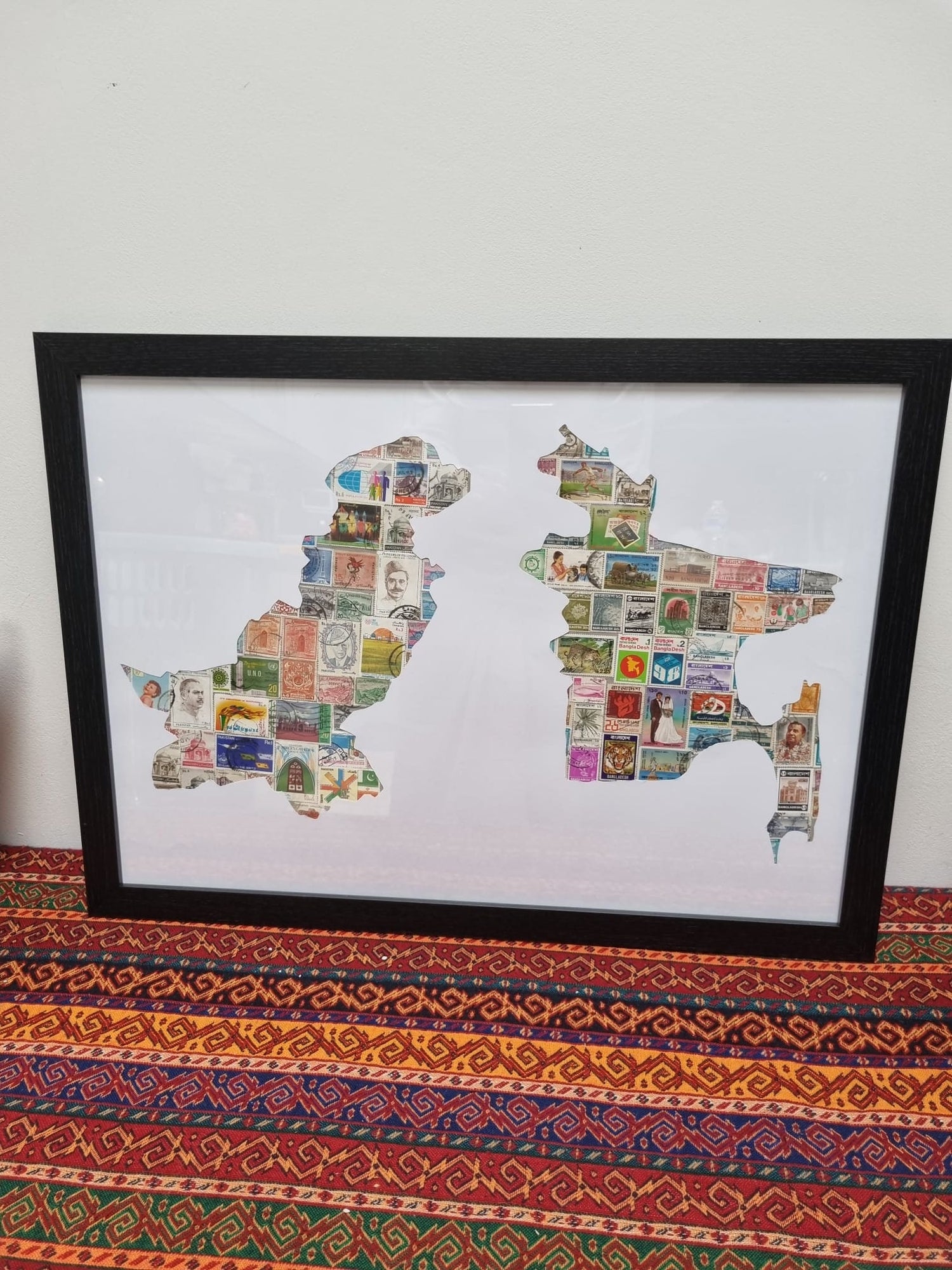 Unique gifts of Pakistan Bangladesh stamp based art