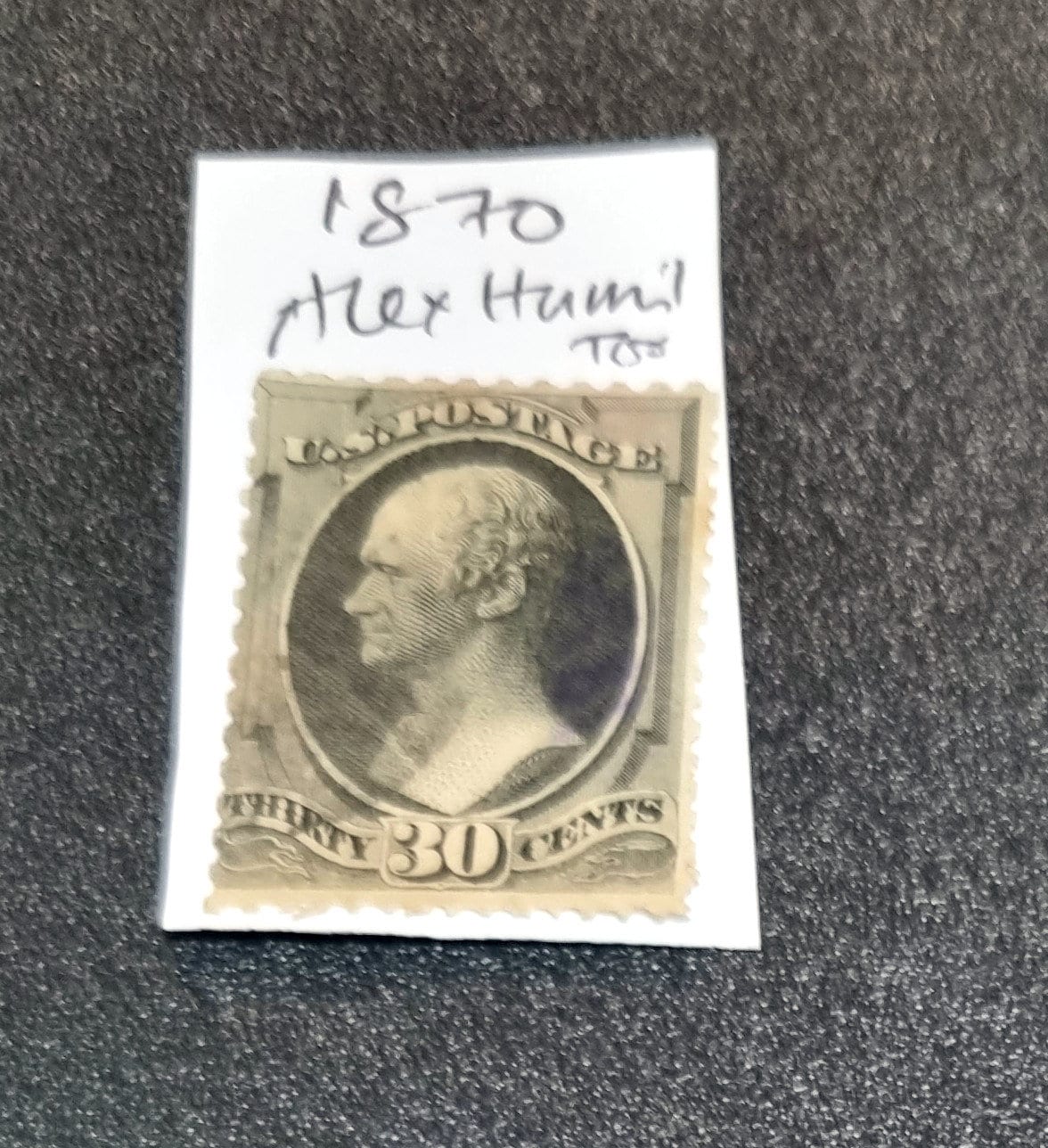 Vintage US postage stamp featuring a portrait of George Washington, with a value of thirty cents, dated 1870.