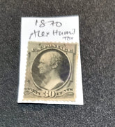 Vintage US postage stamp featuring a portrait of George Washington, with a value of thirty cents, dated 1870.