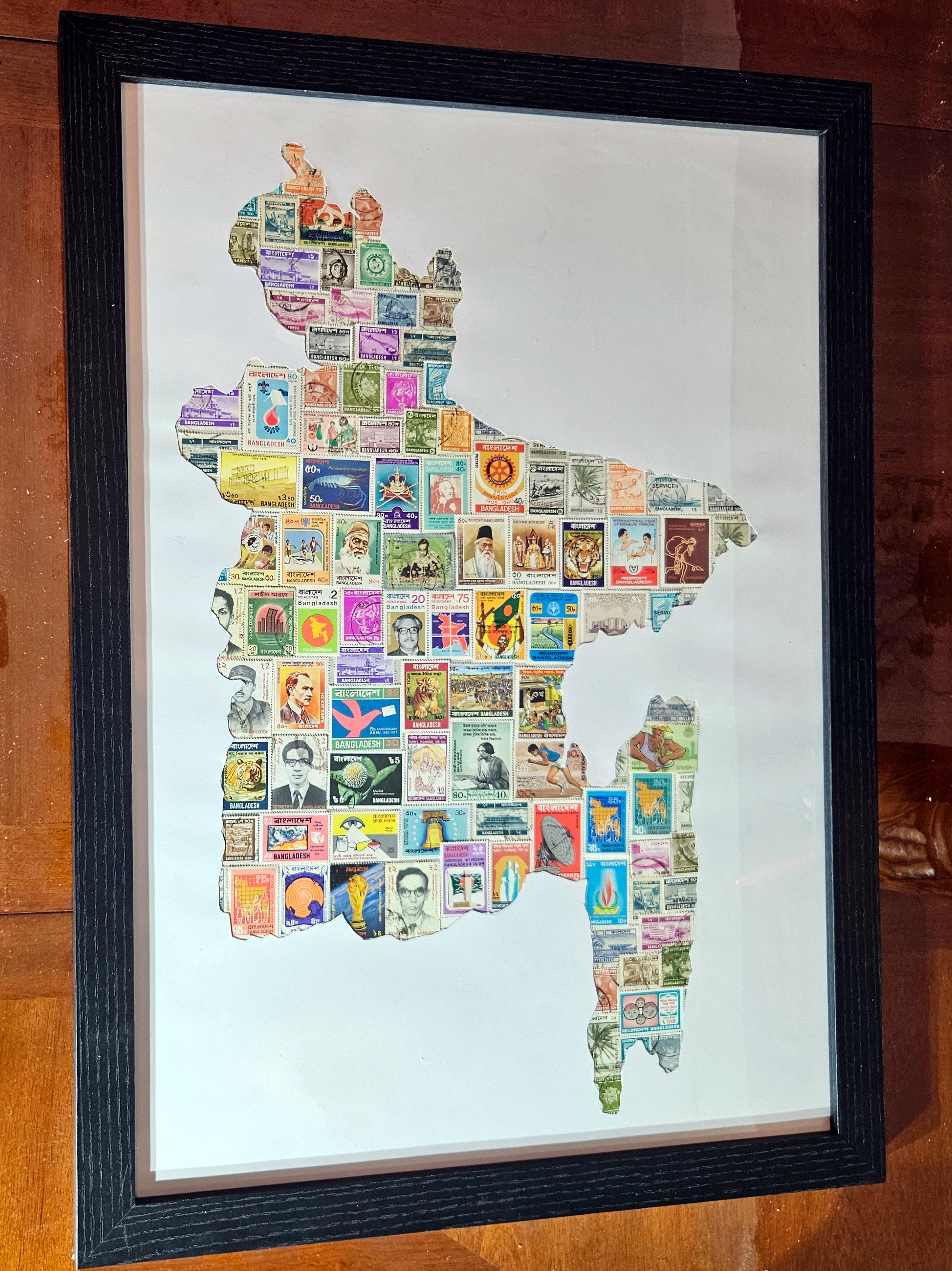 Bangladesh Themed Vintage Stamp Collection in photo frame