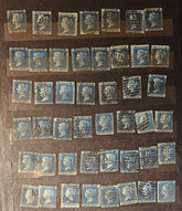 Original Penny Red and 2 Penny Blue GB postage stamps