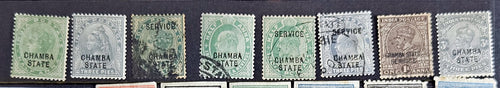 India feudatory states Chamba Charkari Faridcot Indore stamps